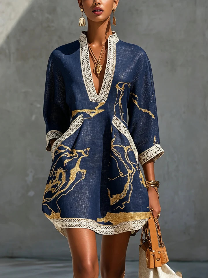 Donatella | Mini Vestido con Estampado de Mármol