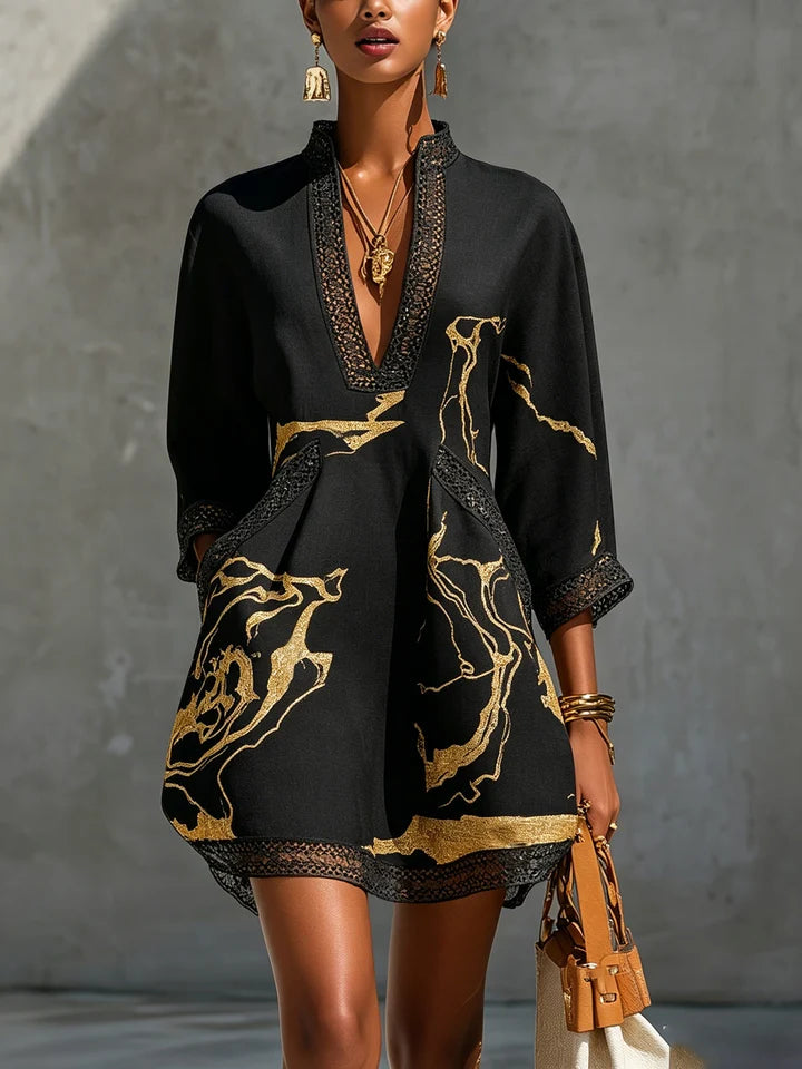 Donatella | Mini Vestido con Estampado de Mármol