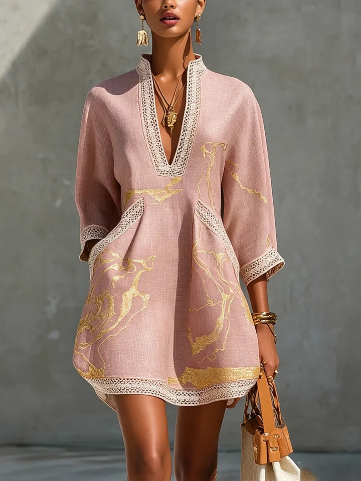 Donatella | Mini Vestido con Estampado de Mármol